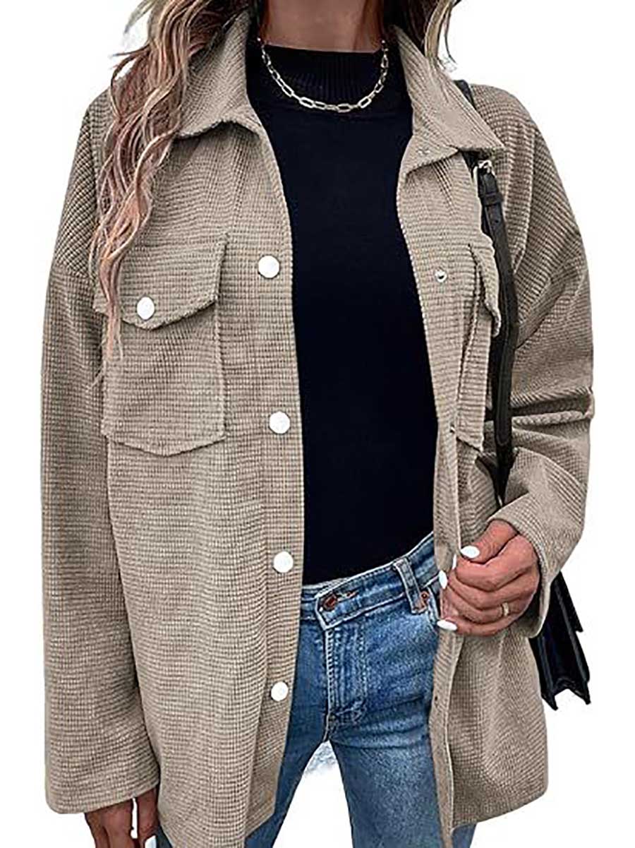 Lunimesd Waffle Jacket Button Down Shirt