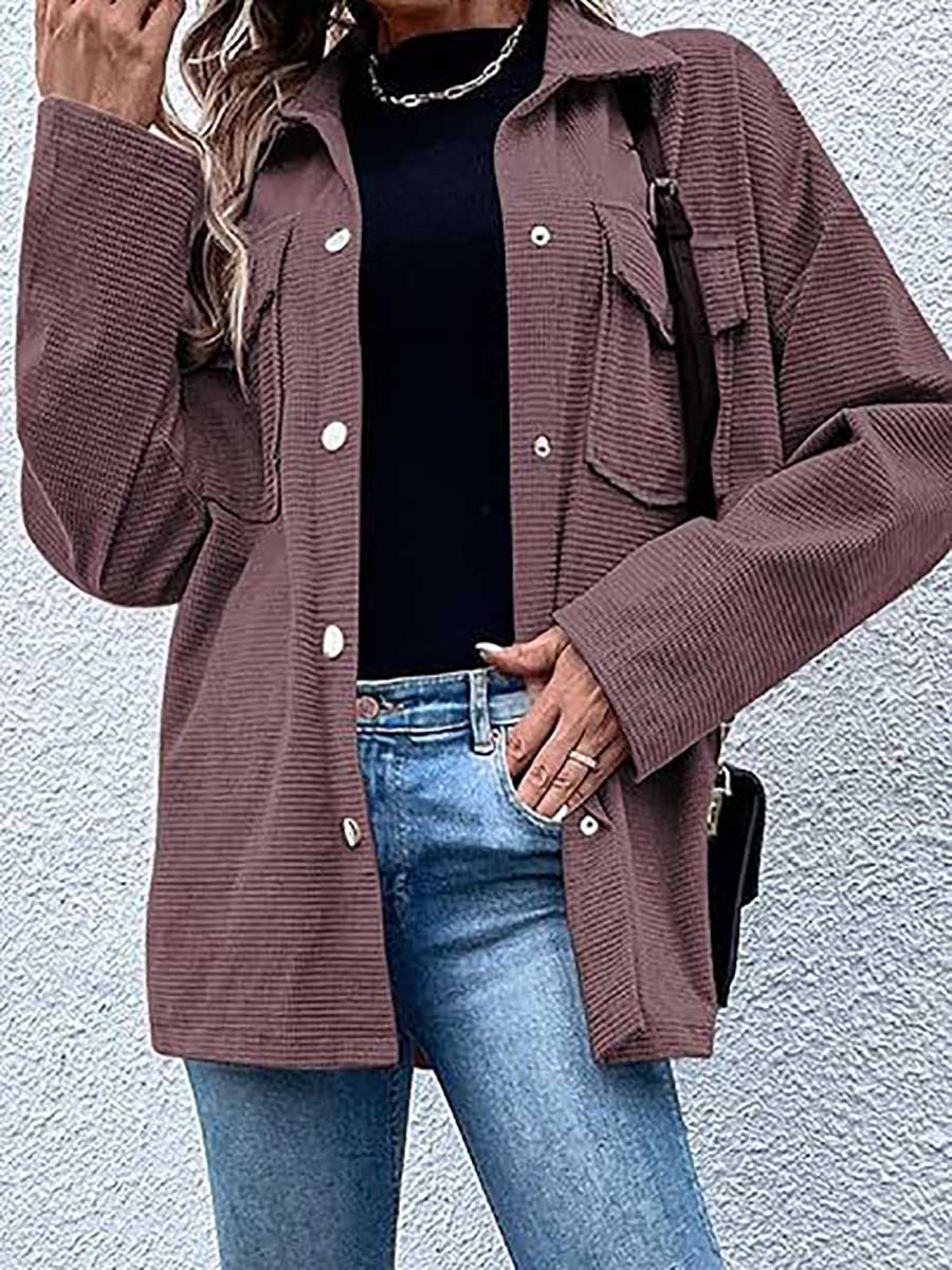 Lunimesd Waffle Jacket Button Down Shirt