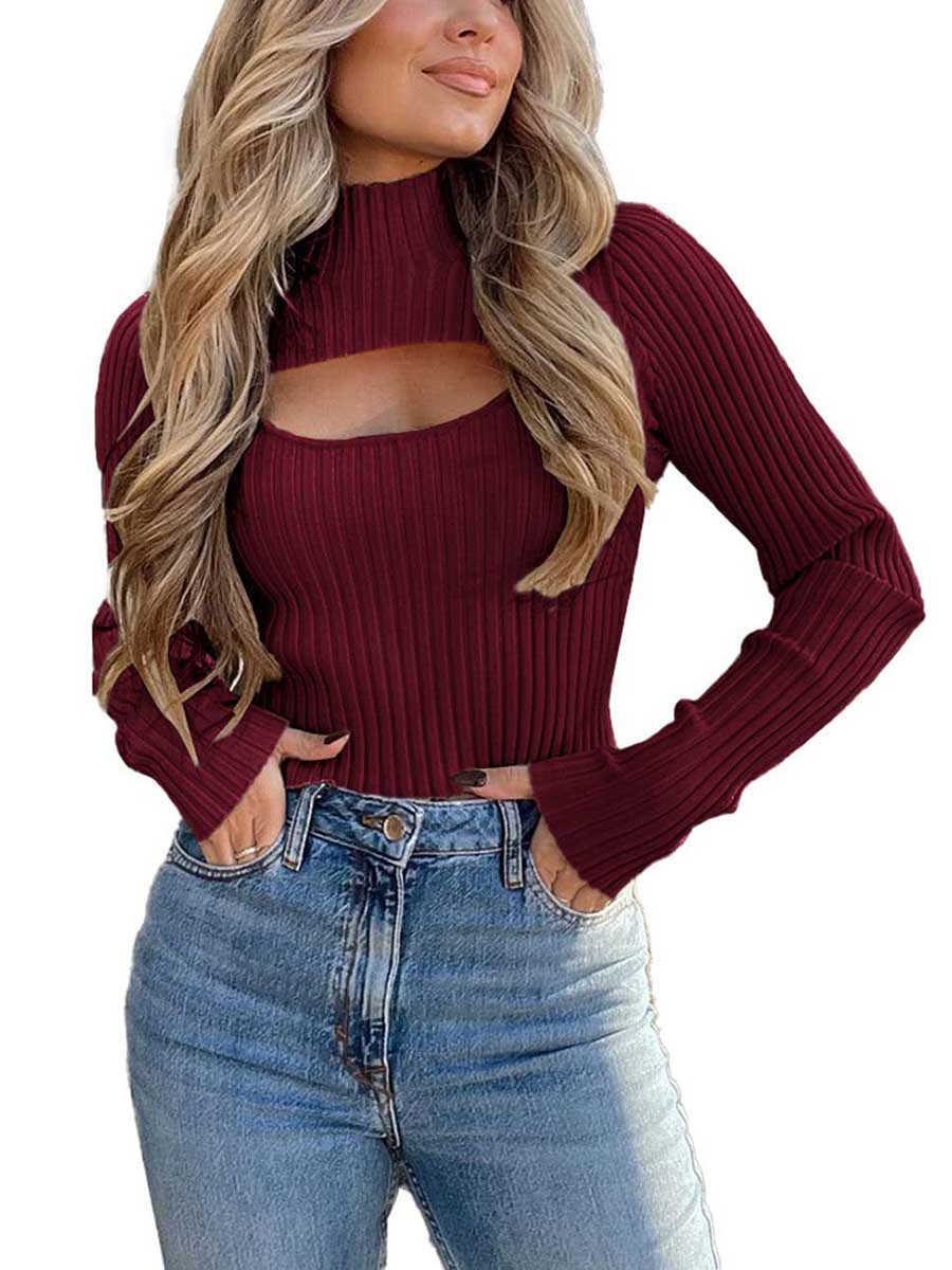 Lunimesd Sexy High Neck Loose Cutout Sweater