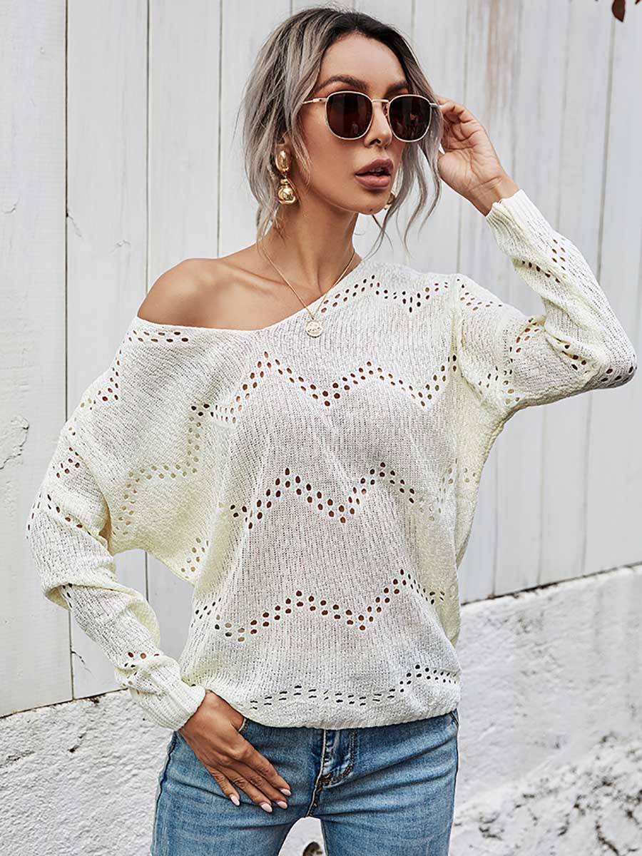 Lunimesd Cutout V-neck Knit Loose Sweater