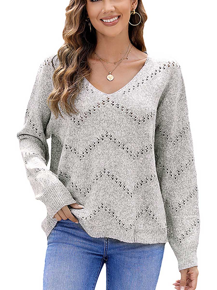 Cutout V-neck Knit Loose Sweater