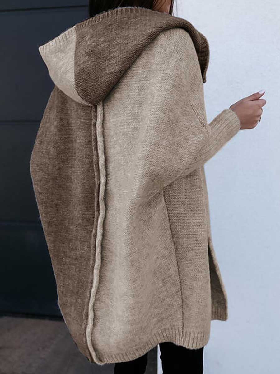 Lunimesd Loose Colorblocked Hooded Sweater Coat