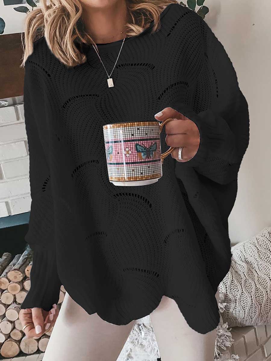 Lunimesd Bat Sleeve Casual Loose Sweater Knit Sweater