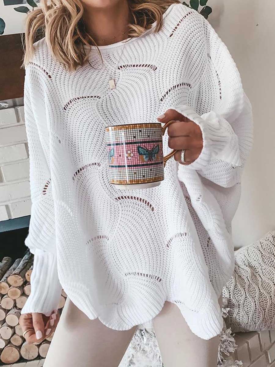 Lunimesd Bat Sleeve Casual Loose Sweater Knit Sweater