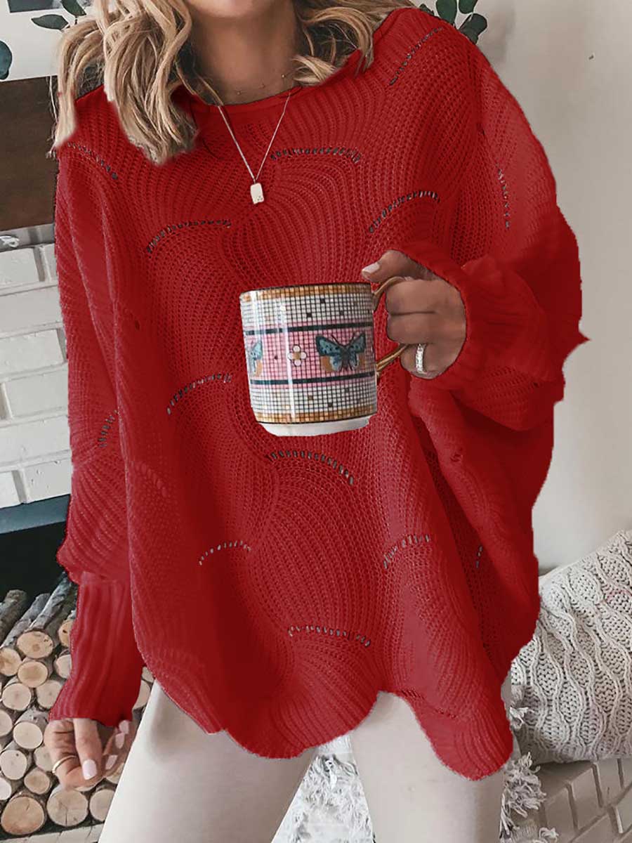 Lunimesd Bat Sleeve Casual Loose Sweater Knit Sweater
