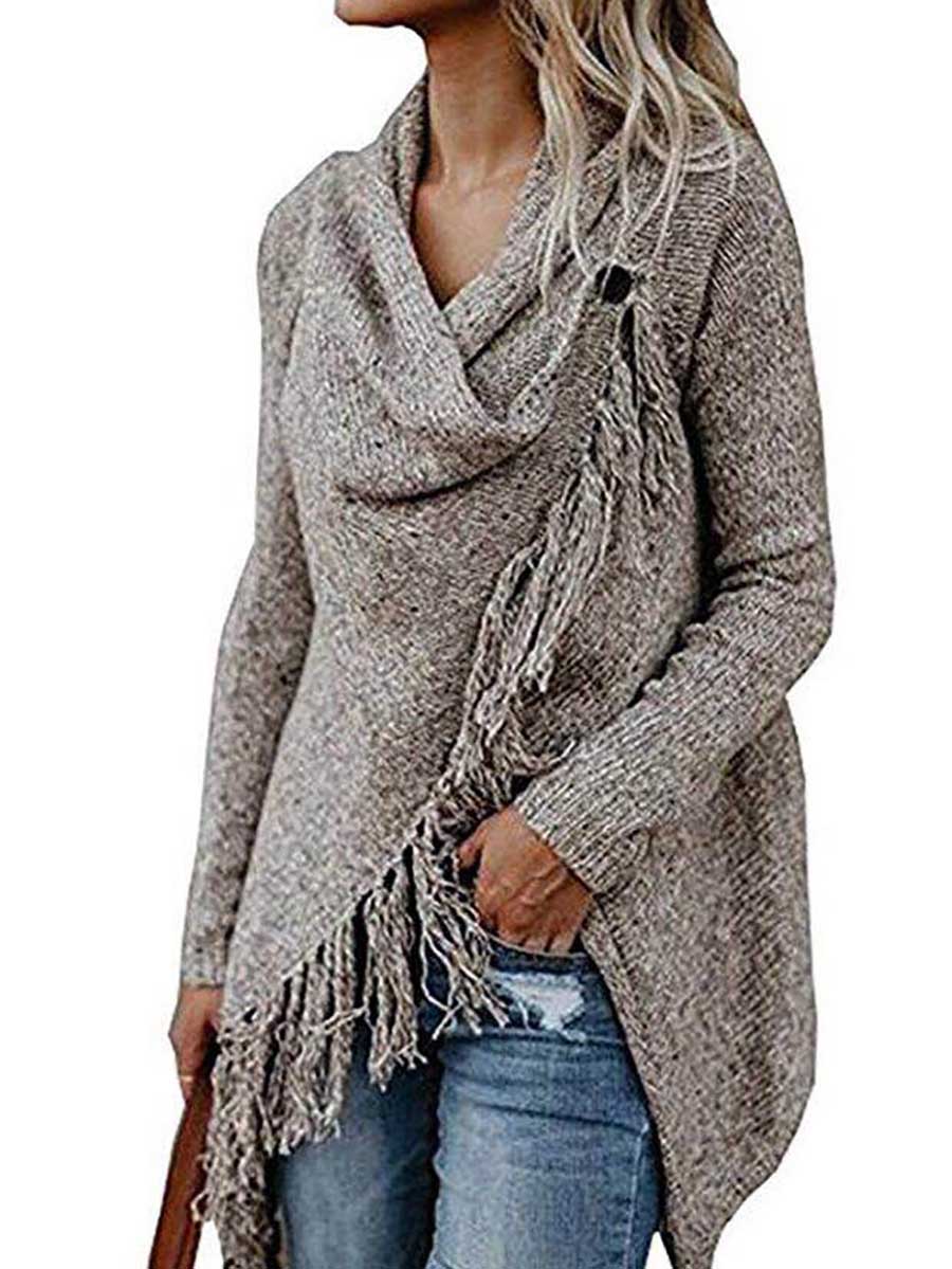 Lunimesd Fringed Sweater Knit Jacket