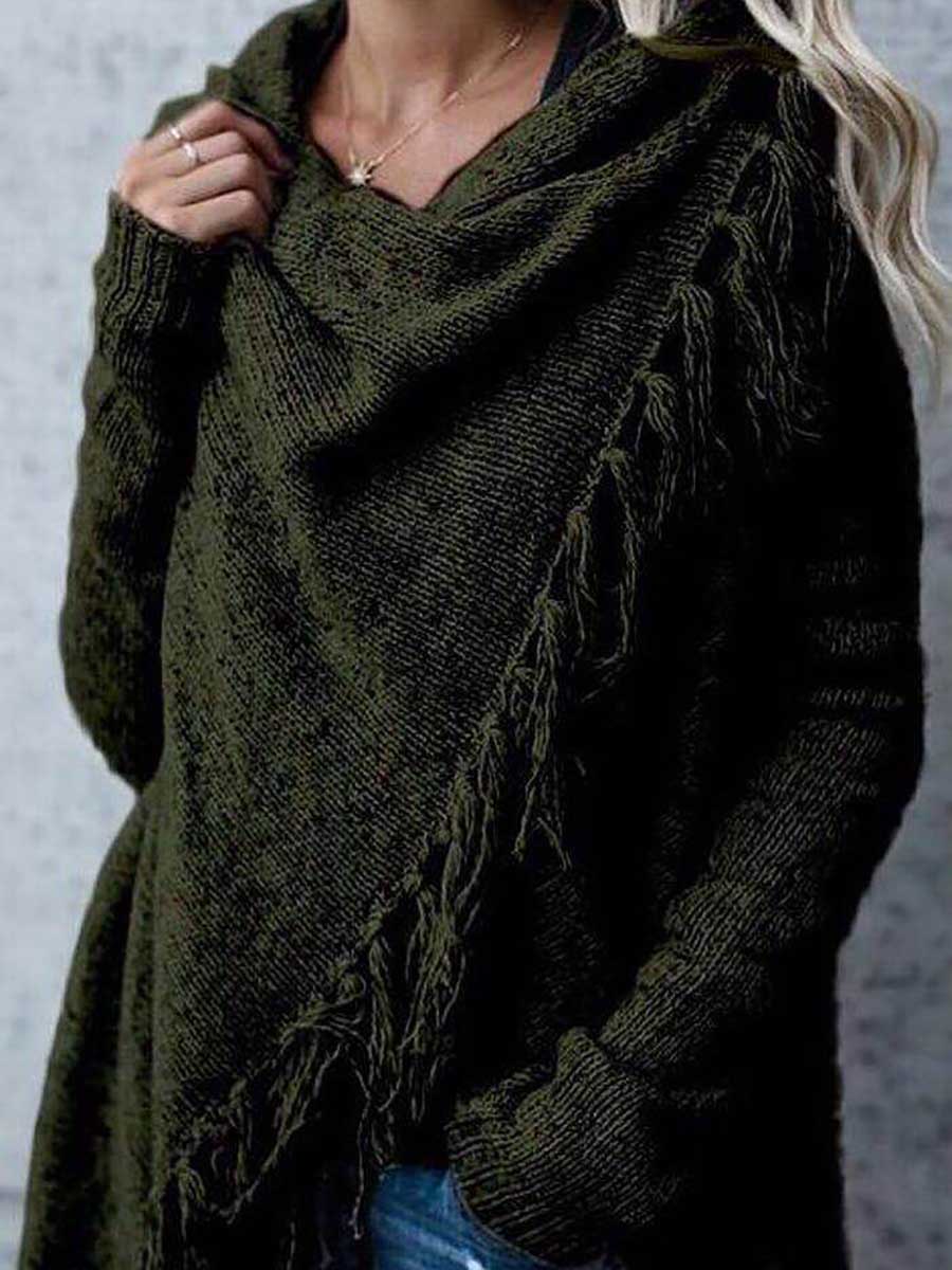 Lunimesd Fringed Sweater Knit Jacket