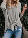 Lunimesd Long Sleeve V-Neck Cardigan T-Shirt Bottom Shirt