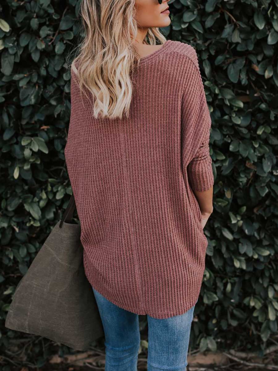 Lunimesd Long Sleeve V-Neck Cardigan T-Shirt Bottom Shirt