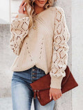 Cutout Knit Lantern Sleeve Sweater