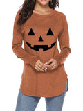 Lunimesd Halloween Printed T-Shirt Loose Long Sleeve