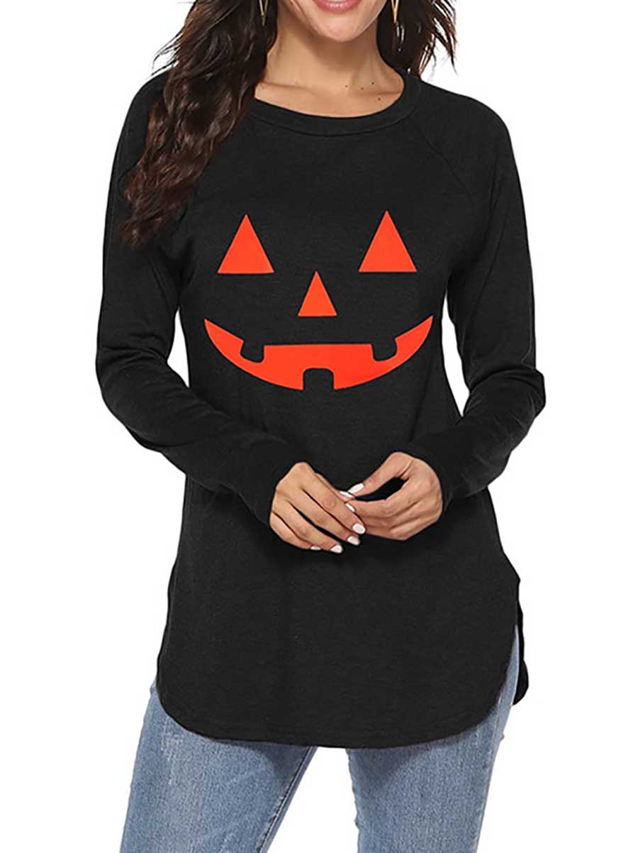 Lunimesd Halloween Printed T-Shirt Loose Long Sleeve