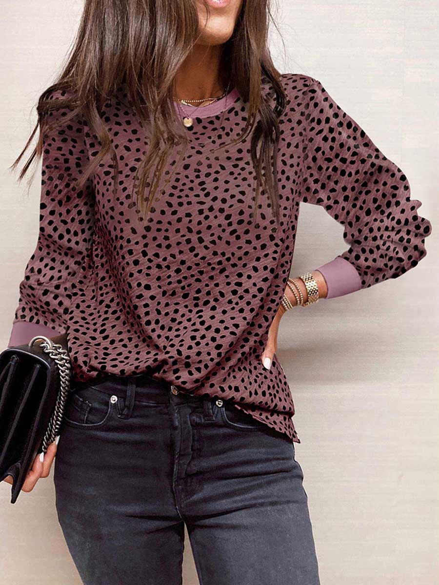 Lunimesd Thin Printed Long Sleeve Loose Sweatshirt