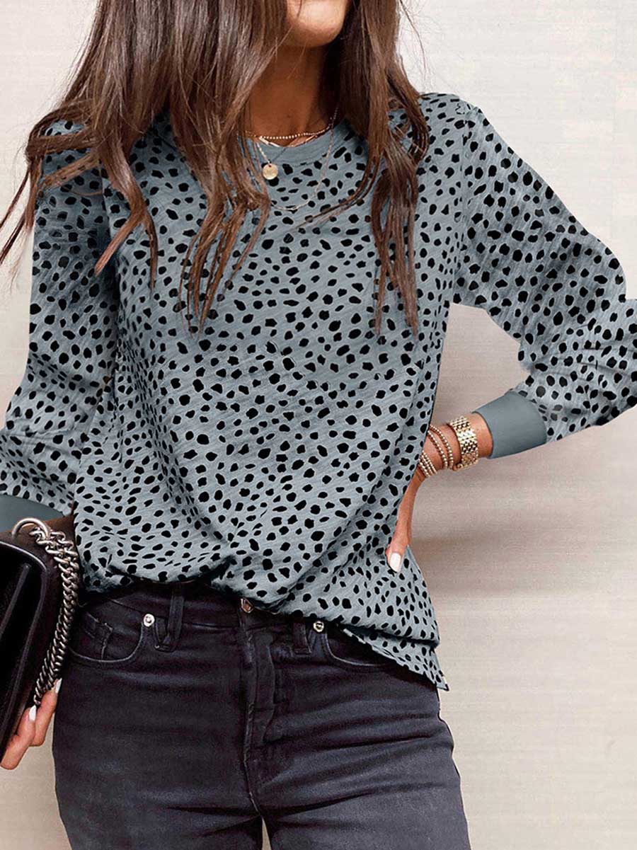 Lunimesd Thin Printed Long Sleeve Loose Sweatshirt