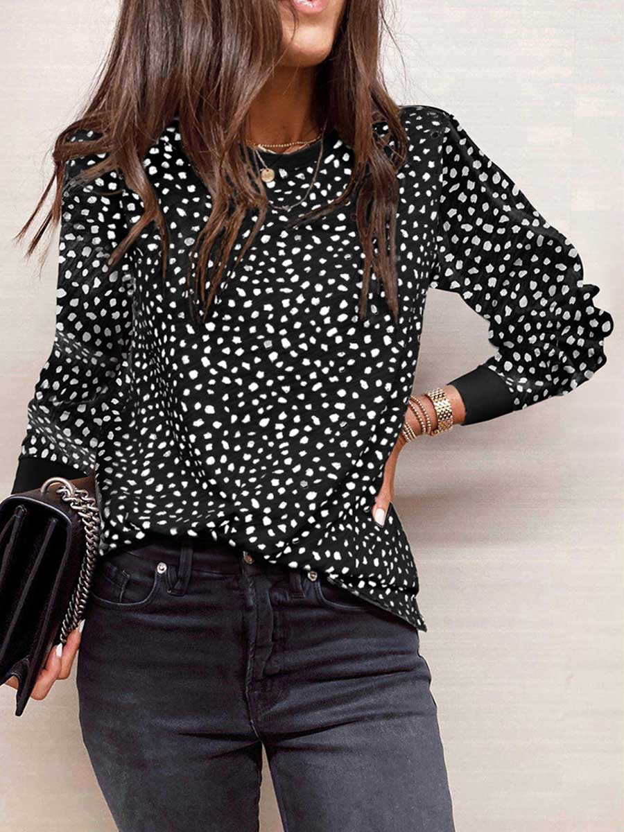 Lunimesd Thin Printed Long Sleeve Loose Sweatshirt