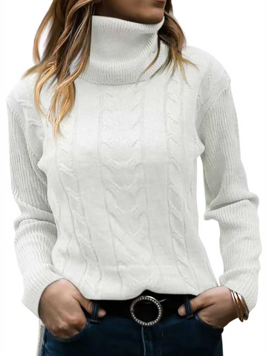 Lunimesd Turtleneck Knit Vintage Long Sleeve Sweater