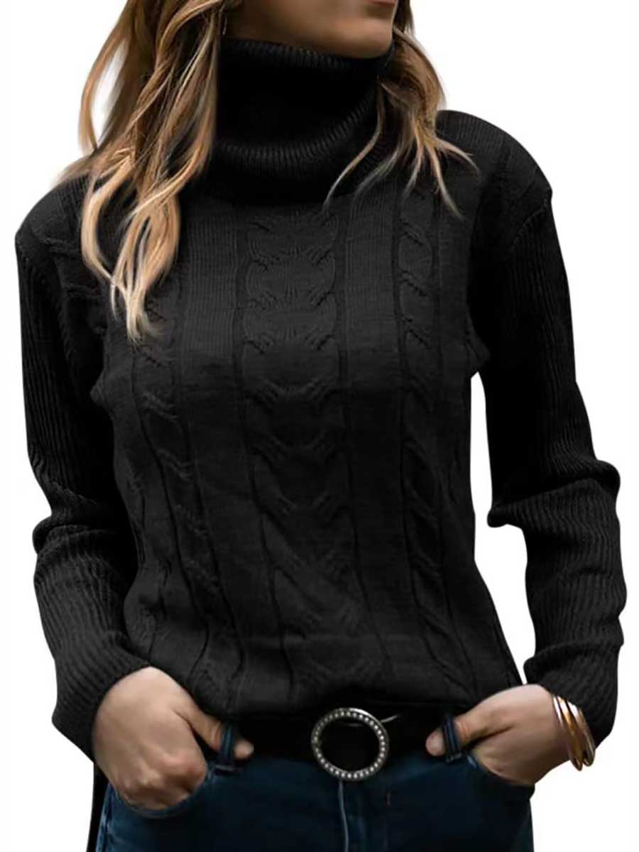 Lunimesd Turtleneck Knit Vintage Long Sleeve Sweater
