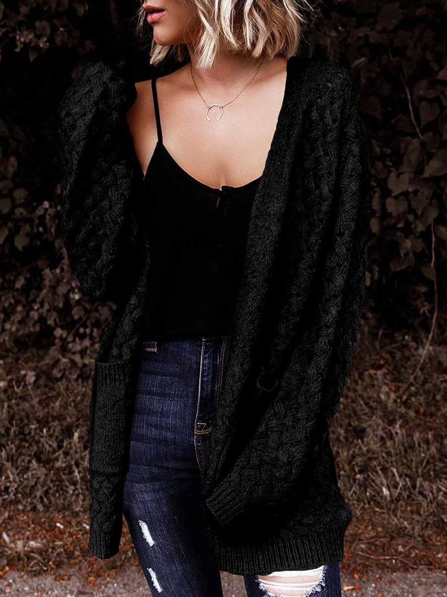 Lunimesd Long Sleeve Chunky Twisted Knit Cardigan Sweater Jacket
