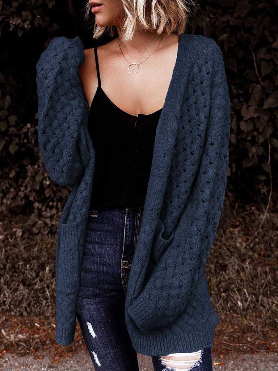 Lunimesd Long Sleeve Chunky Twisted Knit Cardigan Sweater Jacket