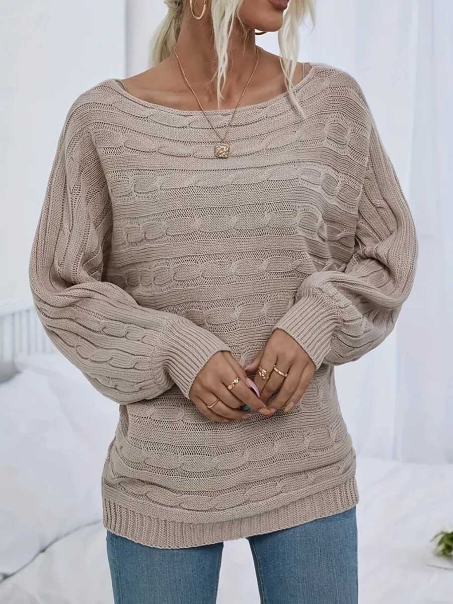 Lunimesd Strapless Sweater Stranded Knit Loose Pullover
