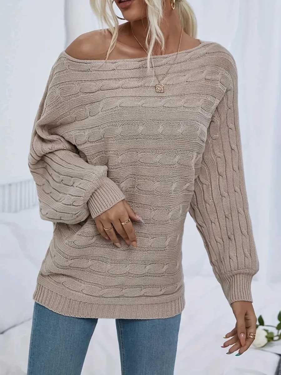 Lunimesd Strapless Sweater Stranded Knit Loose Pullover