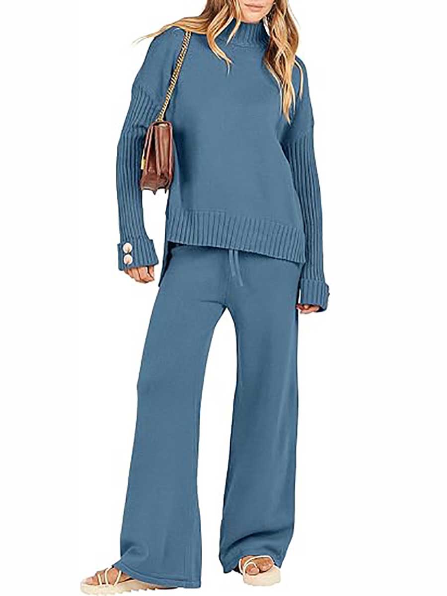 Lunimesd High Neck Sweater Thickened Loose Two-piece Set