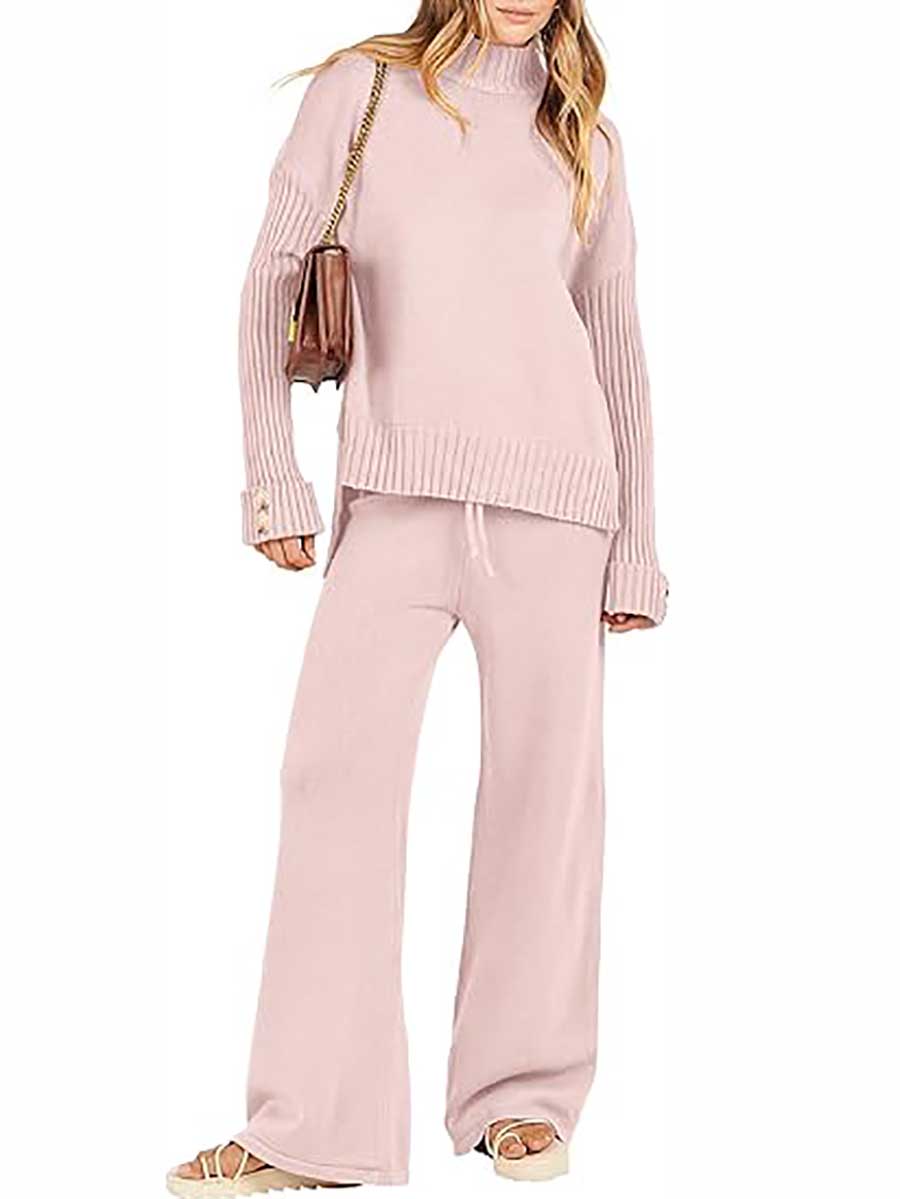 Lunimesd High Neck Sweater Thickened Loose Two-piece Set