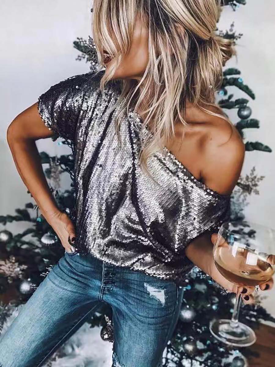 Lunimesd Wine and Shine Sequin Top