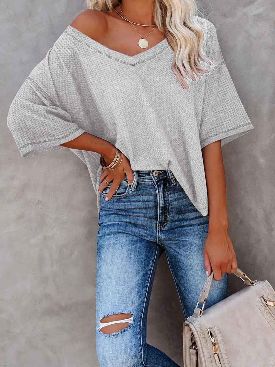 Lunimesd V-Neck Dolman Sleeve Top