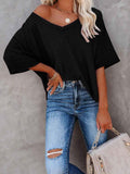 Lunimesd V-Neck Dolman Sleeve Top