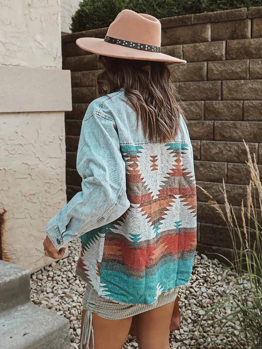 Lunimesd Lynbrook Colorful Woven Contrast Denim Jacket