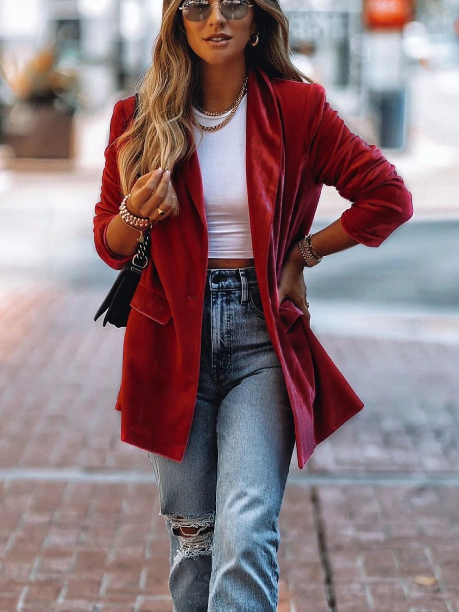 Lunimesd Ritz and Romance Pocketed Velvet Blazer