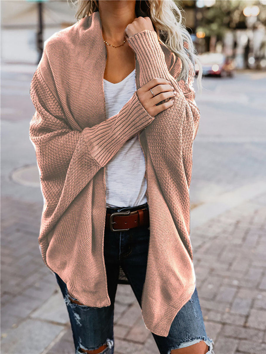 Lunimesd Bat sleeve plus size long knitted cardigan sweater（13 colors）
