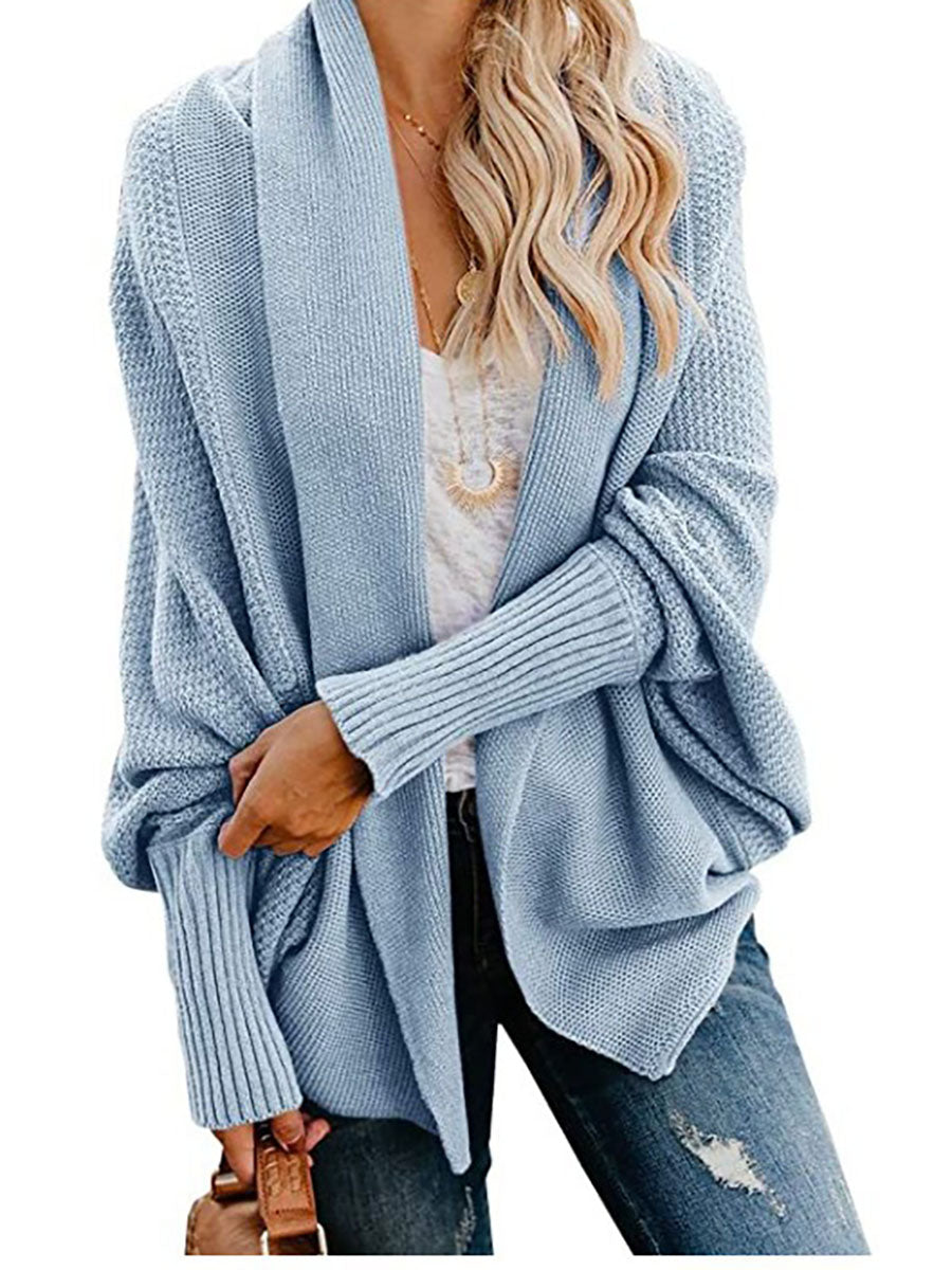 Lunimesd Bat sleeve plus size long knitted cardigan sweater（13 colors）