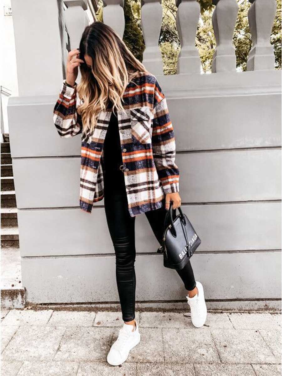 Lunimesd  Pumpkin Patches Plaid Jacket(warm)