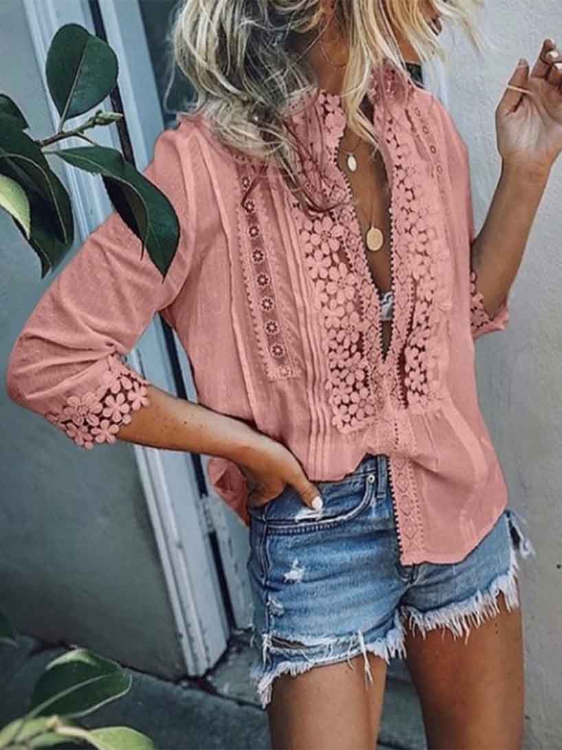 Lunimesd Sexy Lace Casual Shirt