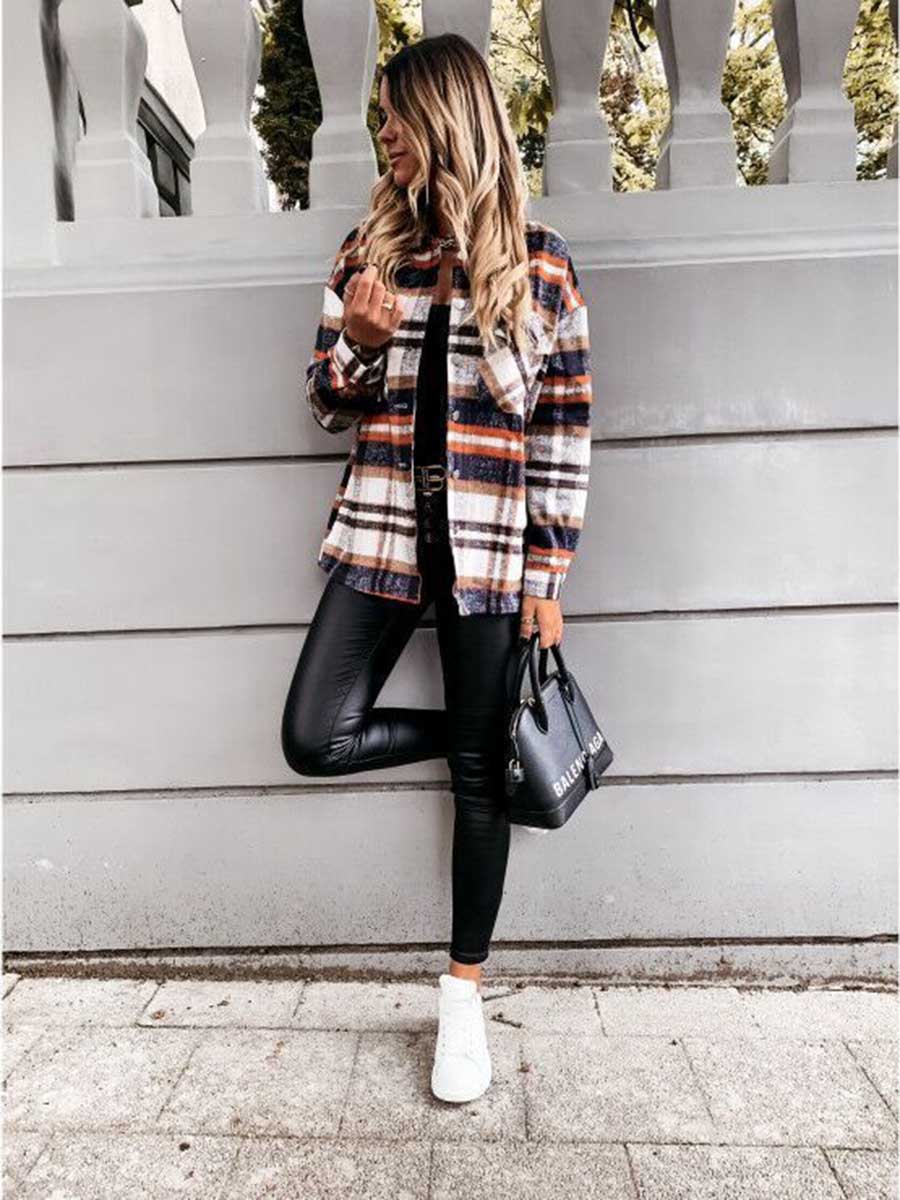 Lunimesd  Pumpkin Patches Plaid Jacket(warm)