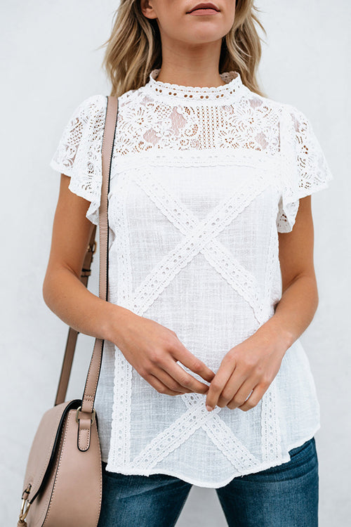 Lunimesd Not So Secret Lace Overlay Ruffle Top - 3 Colors