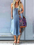 Lunimesd Sleeveless V-neck Wide Leg Denim Jumpsuit