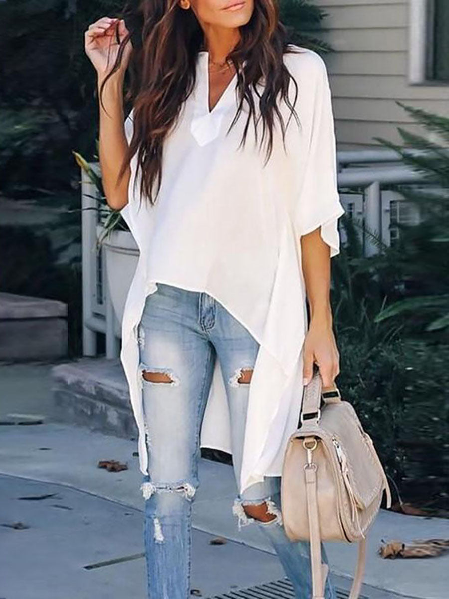 Lunimesd V-neck Loose Raglan Top