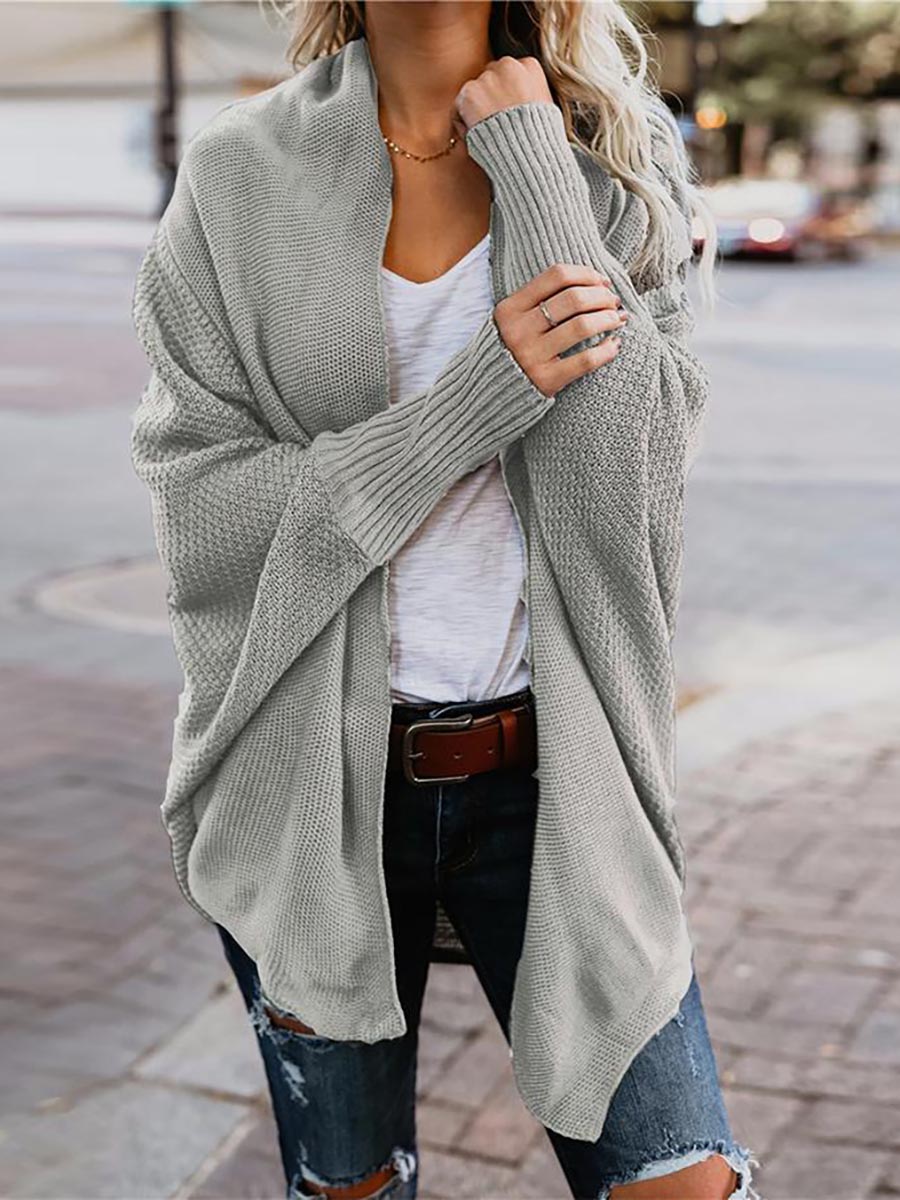 Lunimesd Bat sleeve plus size long knitted cardigan sweater（13 colors）