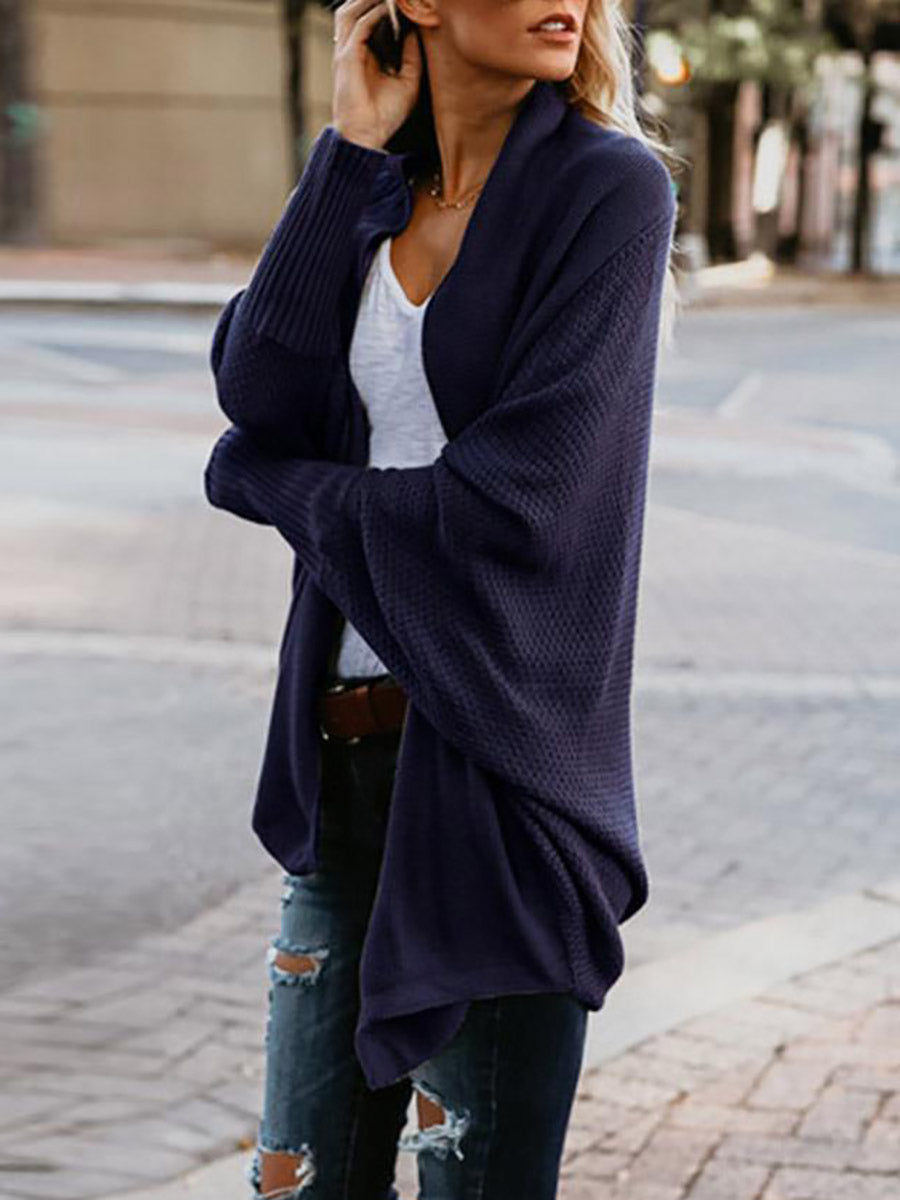 Lunimesd Bat sleeve plus size long knitted cardigan sweater（13 colors）
