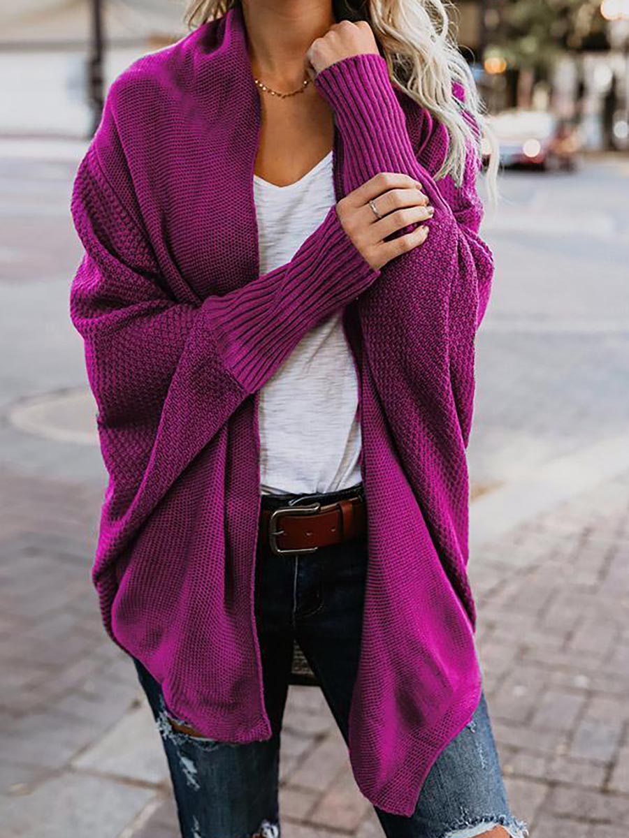 Lunimesd Bat sleeve plus size long knitted cardigan sweater（13 colors）