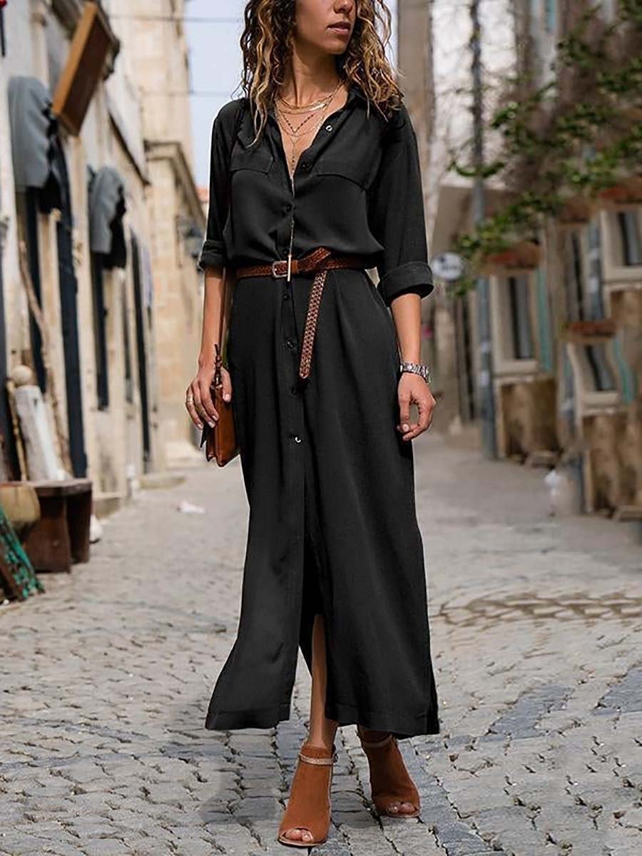 Lunimesd Fashionable Loose Long Sleeved Maxi Dress