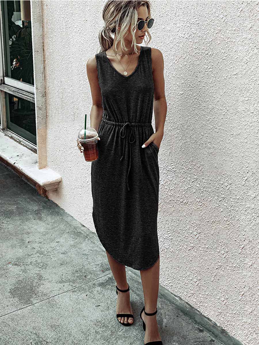 Lunimesd Casual V-Neck Vest Dress
