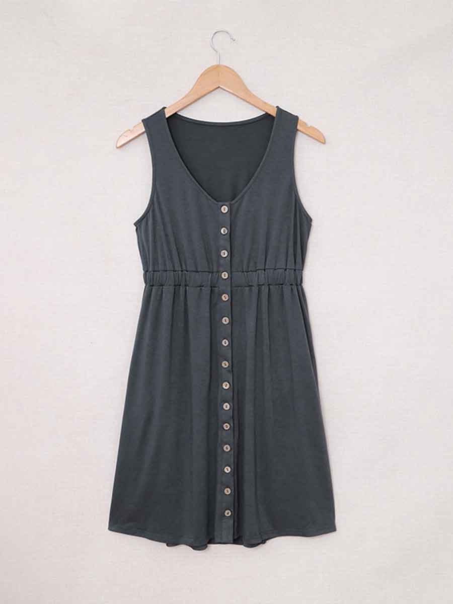 Lunimesd Casual Buttons Vest Dress(9 Colors)