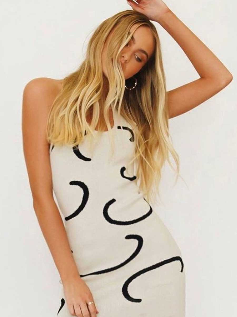 Lunimesd Woolen Halter Slim Backless Dress