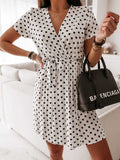 Lunimesd Polka Dot V-neck Strappy Dress