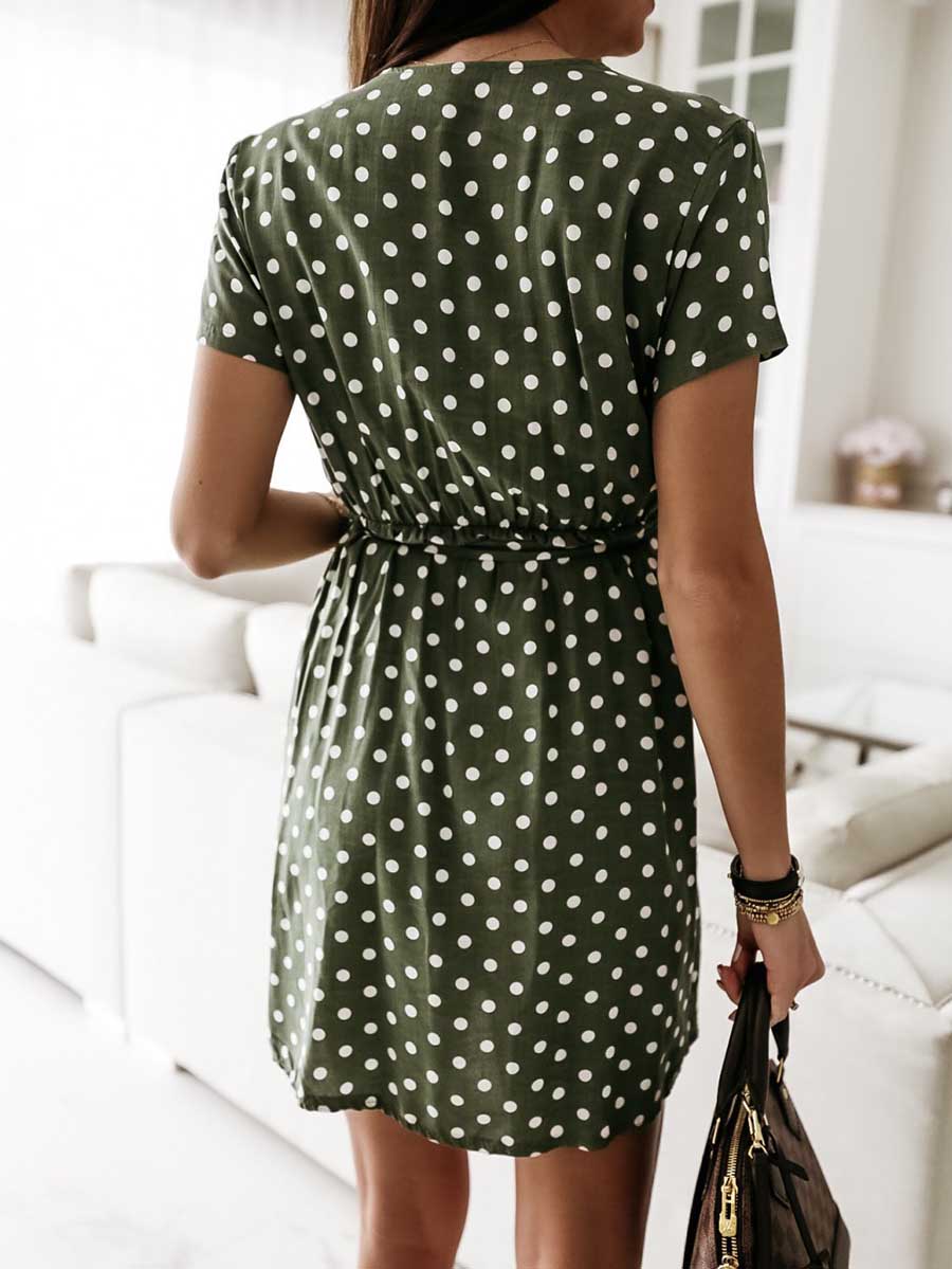 Lunimesd Polka Dot V-neck Strappy Dress
