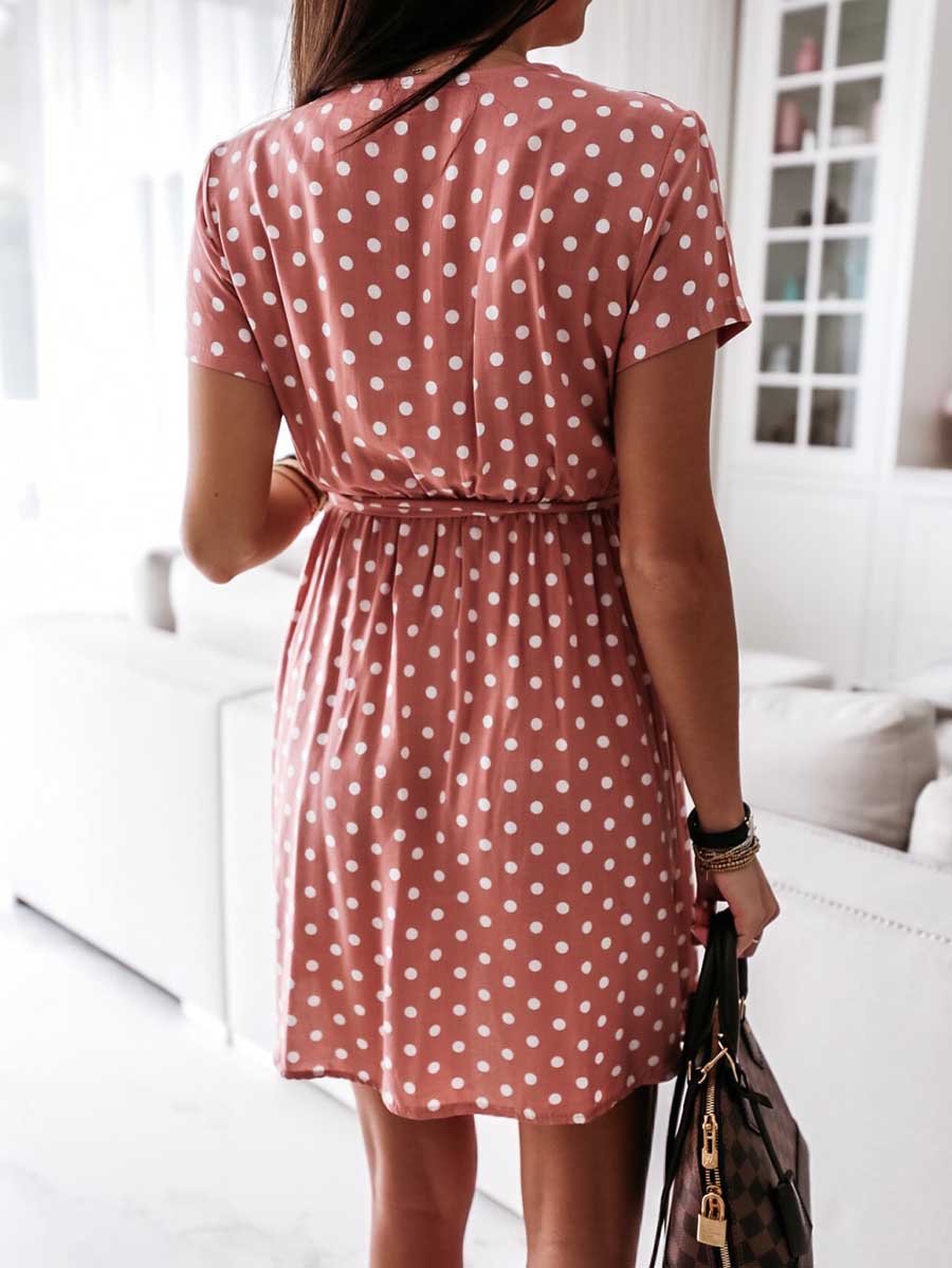 Lunimesd Polka Dot V-neck Strappy Dress